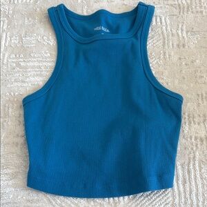 Blue Ribbed Tank Top